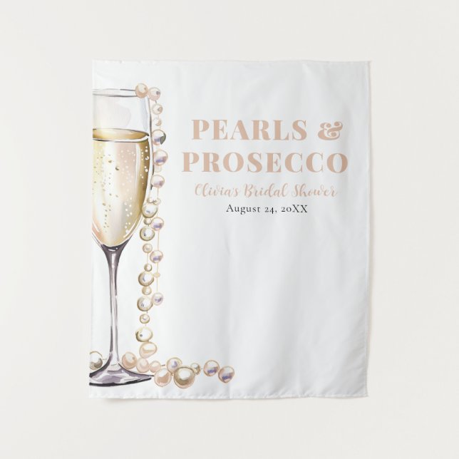 Pearls and Prosecco Bridal Shower Photo Backdrop (Front)