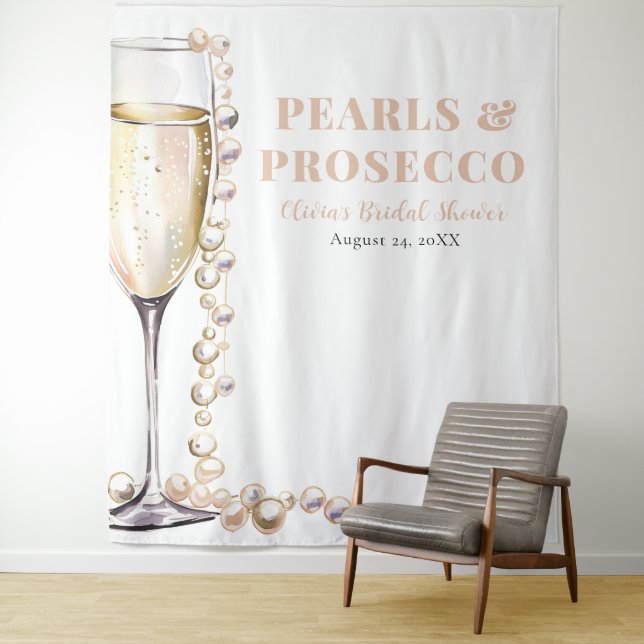 Pearls and Prosecco Bridal Shower Photo Backdrop (In Situ)