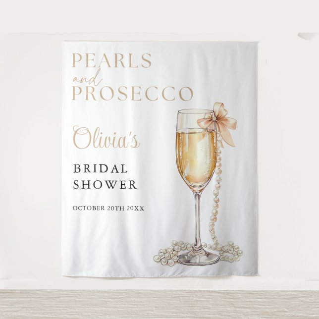 Pearls And Prosecco Bridal Shower Photo Backdrop (Front)