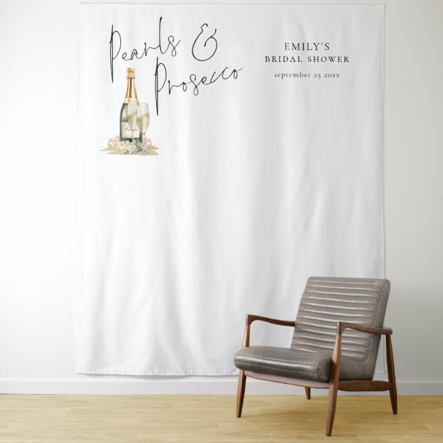Pearls and Prosecco Bridal Shower Photo Backdrop (In Situ)