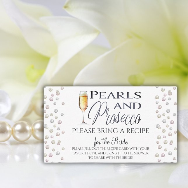 Pearls and Prosecco Bridal Shower Recipe Enclosure Card (Creator Uploaded)