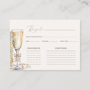 Pearls and Prosecco Bridal Shower Recipe Enclosure Card