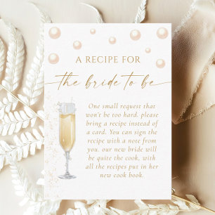 Pearls and Prosecco Bridal Shower Recipe Request  Enclosure Card