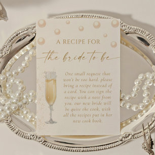 Pearls and Prosecco Bridal Shower Recipe Request Enclosure Card