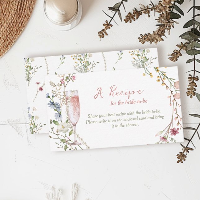 Pearls and Prosecco Bridal Shower Recipe Request Enclosure Card (Creator Uploaded)