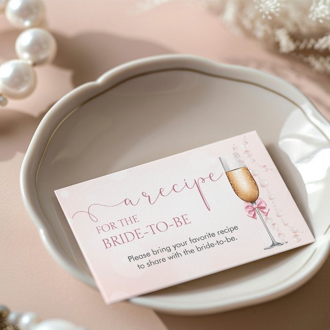 Pearls and Prosecco Bridal Shower Recipe Request Enclosure Card (Creator Uploaded)