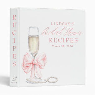 Pearls and Prosecco Bridal Shower Recipes 3 Ring Binder