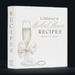Pearls and Prosecco Bridal Shower Recipes 3 Ring Binder<br><div class="desc">Pearls and Prosecco themed bridal shower binder</div>