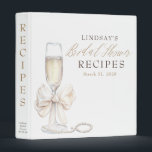 Pearls and Prosecco Bridal Shower Recipes 3 Ring Binder<br><div class="desc">Pearls and Prosecco themed bridal shower binder</div>
