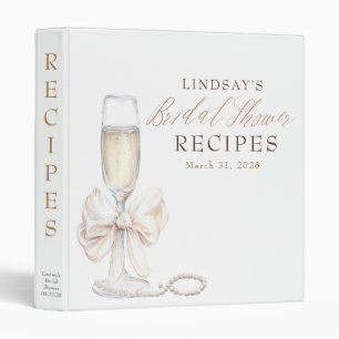 Pearls and Prosecco Bridal Shower Recipes 3 Ring Binder