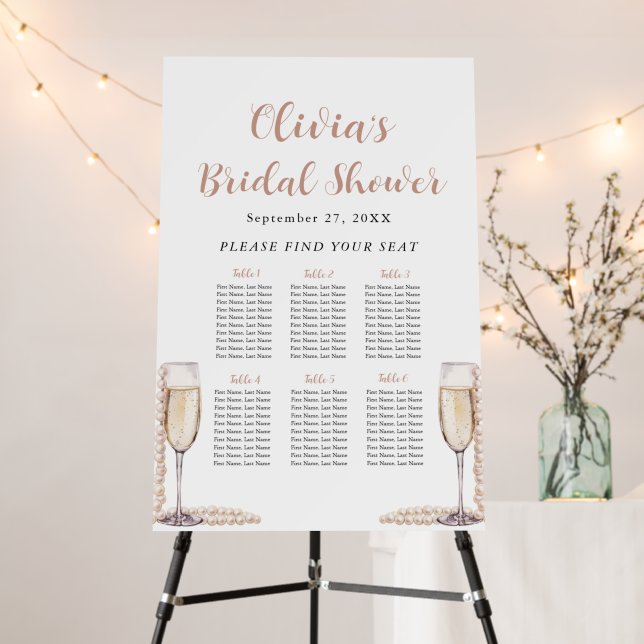 Pearls and Prosecco Bridal Shower Seating Chart  Foam Board (In Situ (Stand))