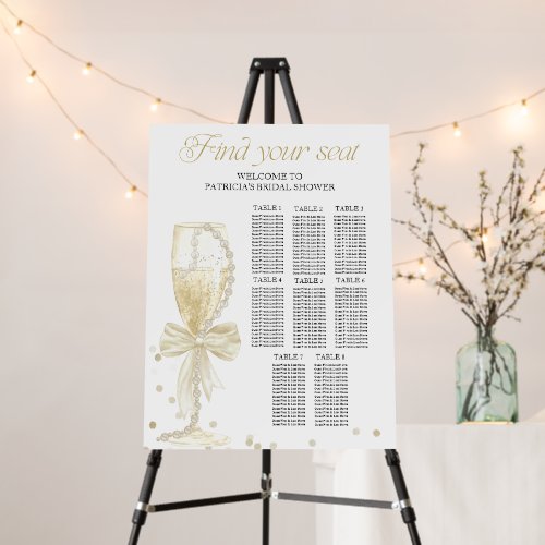 Pearls And Prosecco Bridal Shower Seating Chart Foam Board
