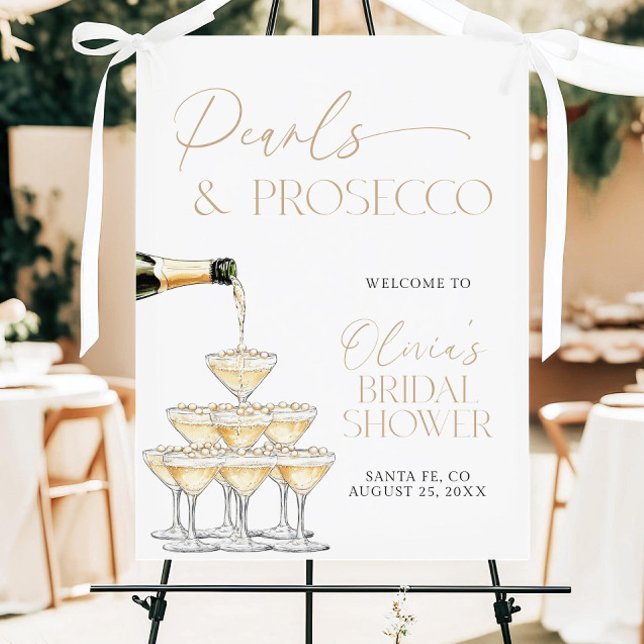 Pearls And Prosecco Bridal Shower Sign Template  (Creator Uploaded)