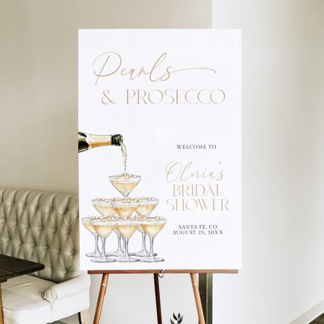 Pearls And Prosecco Bridal Shower Sign Template (Creator Uploaded)