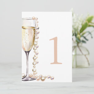 Pearls and Prosecco Bridal Shower Table Number