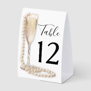 Pearls and Prosecco Bridal Shower Table Number Paper Table Tent
