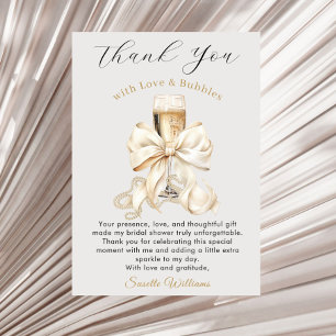 Pearls and Prosecco Bridal Shower  Thank You Card