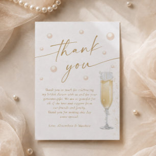 Pearls and Prosecco Bridal Shower Thank You Card