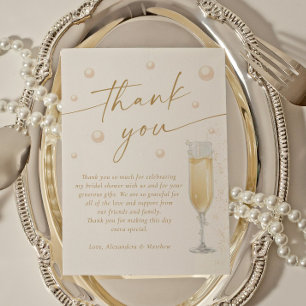Pearls and Prosecco Bridal Shower Thank You Card