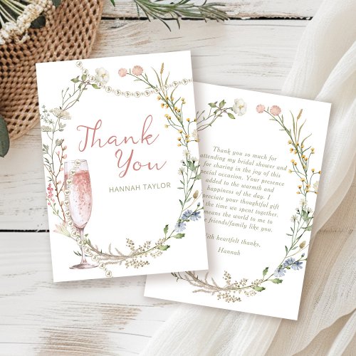 Pearls and Prosecco Bridal Shower Thank You Card