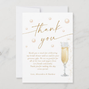 Pearls and Prosecco Bridal Shower Thank You Card