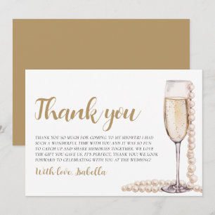 Pearls and Prosecco Bridal Shower Thank you Card