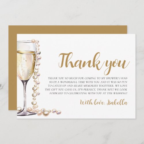 Pearls and Prosecco Bridal Shower Thank you Card