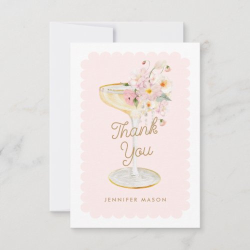Pearls and Prosecco Bridal Shower Thank You Card