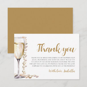 Pearls and Prosecco Bridal Shower Thank you Card