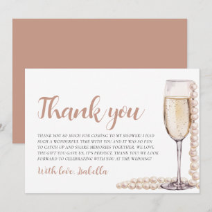 Pearls and Prosecco Bridal Shower Thank you Card