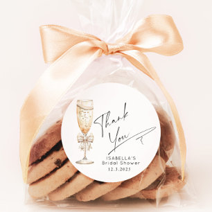 Pearls and Prosecco Bridal Shower Thank you Classic Round Sticker