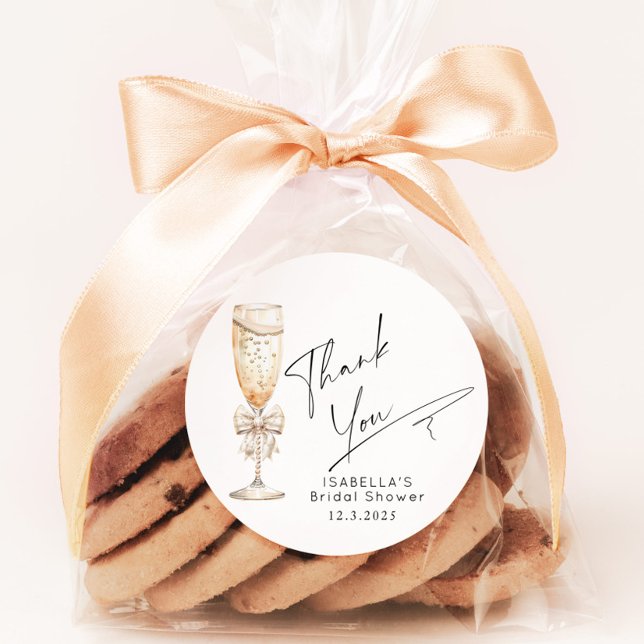 Pearls and Prosecco Bridal Shower Thank you Classic Round Sticker (Creator Uploaded)