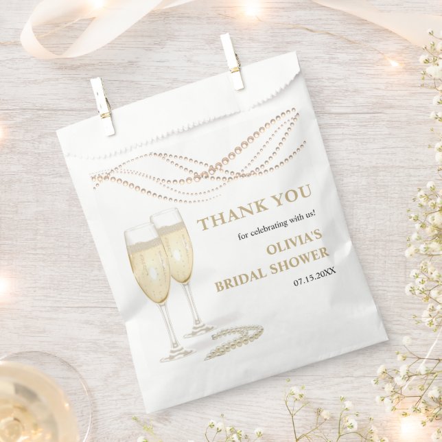Pearls and Prosecco Bridal Shower Thank You  Favor Bag (Clipped)