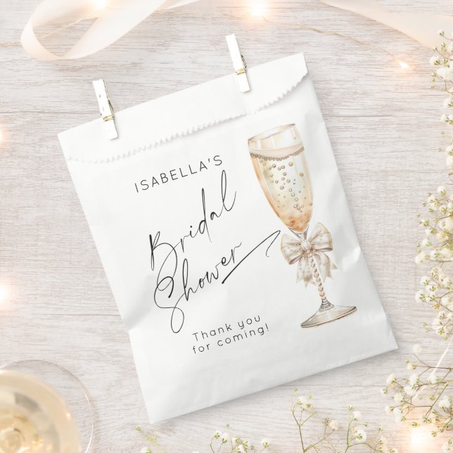 Pearls and Prosecco Bridal Shower Thank you Favor Bag (Clipped)