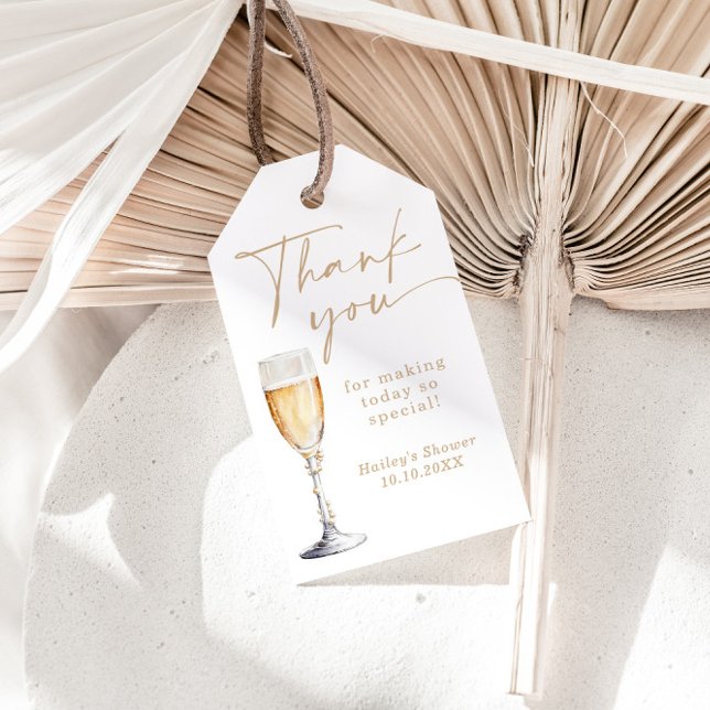 Pearls and Prosecco Bridal Shower Thank You Tag (Creator Uploaded)
