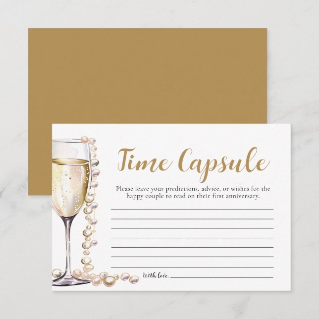 Pearls and Prosecco Bridal Shower Time Capsule Invitation (Front/Back)