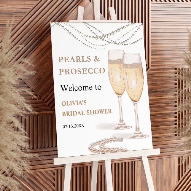 Pearls and Prosecco Bridal Shower Welcome  Foam Board (Pearls and Prosecco Bridal Shower Welcome Sign )