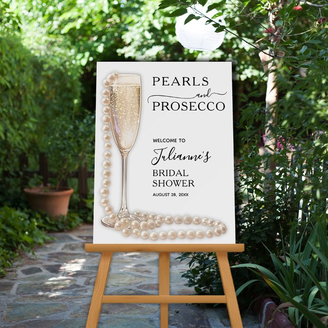 Pearls and Prosecco Bridal Shower Welcome Foam Board (Pearls and Prosecco bridal shower welcome foam board sign)