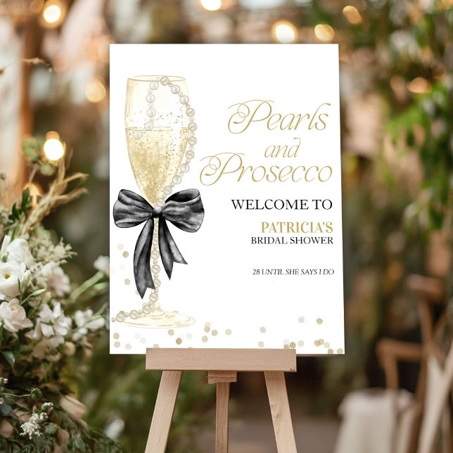 Pearls And Prosecco Bridal Shower Welcome Foam Board (Creator Uploaded)