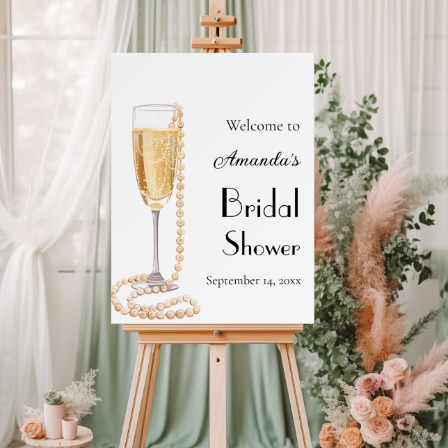 Pearls and Prosecco Bridal Shower welcome Foam Board (Creator Uploaded)