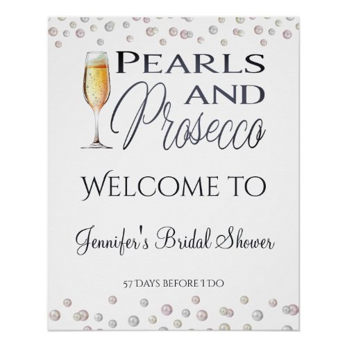 Pearls and Prosecco Bridal Shower Welcome Poster