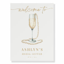 Pearls and Prosecco Bridal Shower Welcome Poster