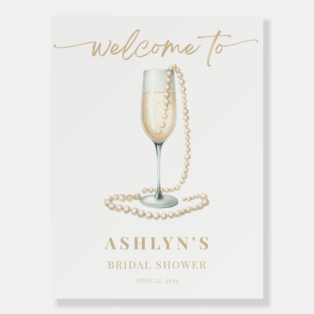 Pearls and Prosecco Bridal Shower Welcome Poster (Front)
