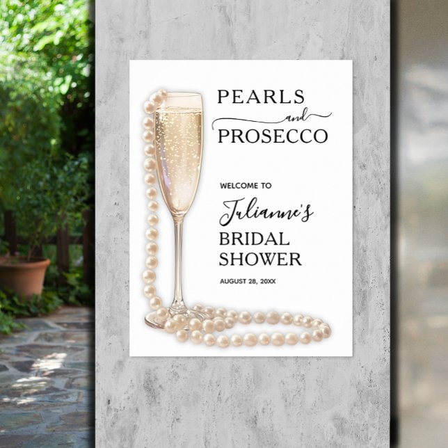 Pearls and Prosecco Bridal Shower Welcome Poster (Pearls and Prosecco bridal shower Welcome poster, INSTANT DOWNLOAD and/or PRINTED)