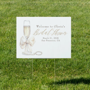 Pearls and Prosecco Bridal Shower Welcome Sign