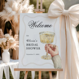 Pearls and Prosecco Bridal Shower Welcome Sign