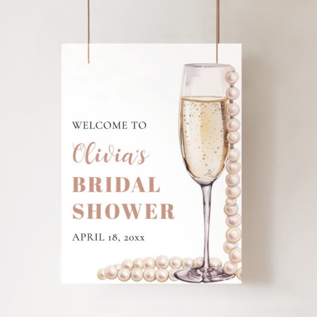 Pearls and Prosecco Bridal Shower Welcome Sign (Creator Uploaded)