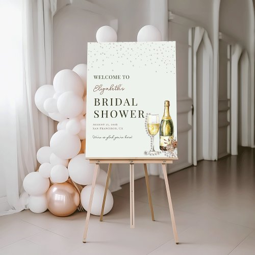 Pearls and Prosecco Bridal Shower Welcome Sign