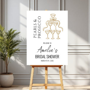 Pearls and Prosecco Bridal Shower Welcome Sign