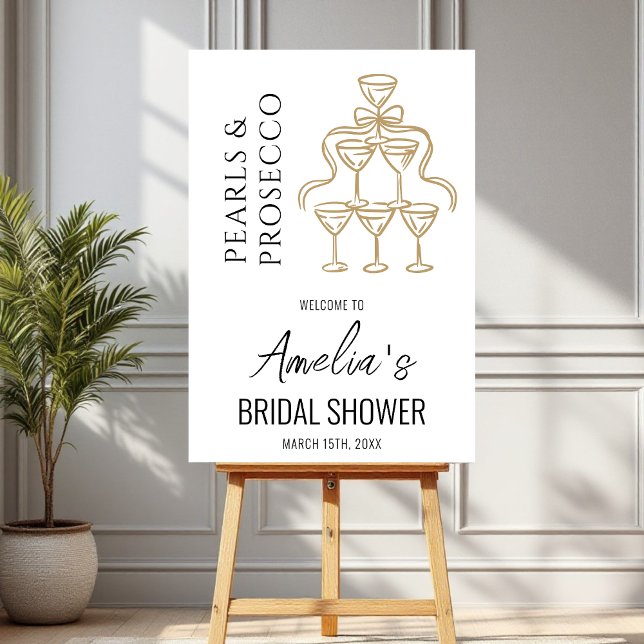 Pearls and Prosecco Bridal Shower Welcome Sign (Creator Uploaded)